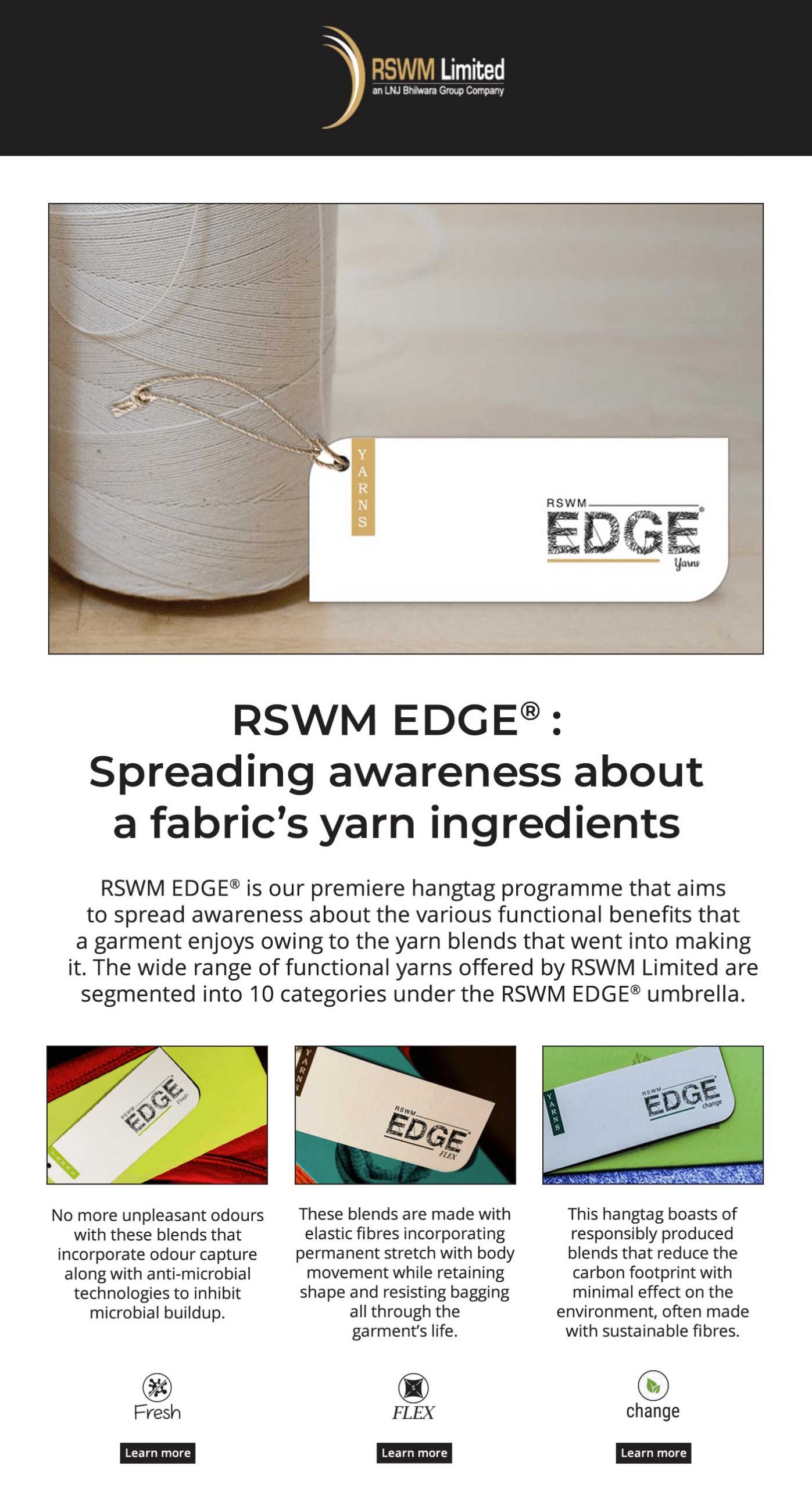 RSWM Ltd. is a Premier Yarn Manufacturer in India
